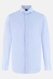 Slim Fit Striped Cotton Shirt, Light Blue, thumb, 6