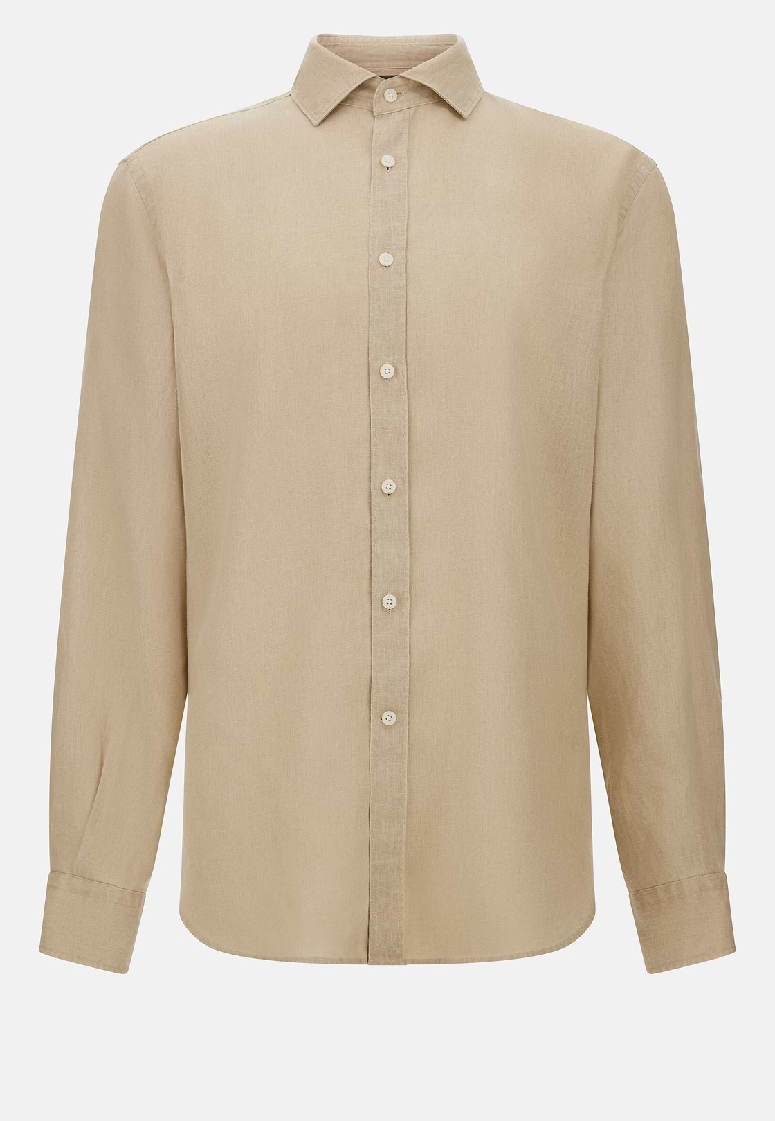 Regular Fit Linen Shirt, Beige, hi-res