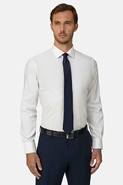 Camicia In Pin Point Di Cotone Slim Fit, , thumb, 1
