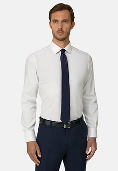 Camicia In Pin Point Di Cotone Slim Fit