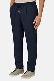 Hose Aus Wolle Mit Kordelzug, Navy blau, thumb, 1