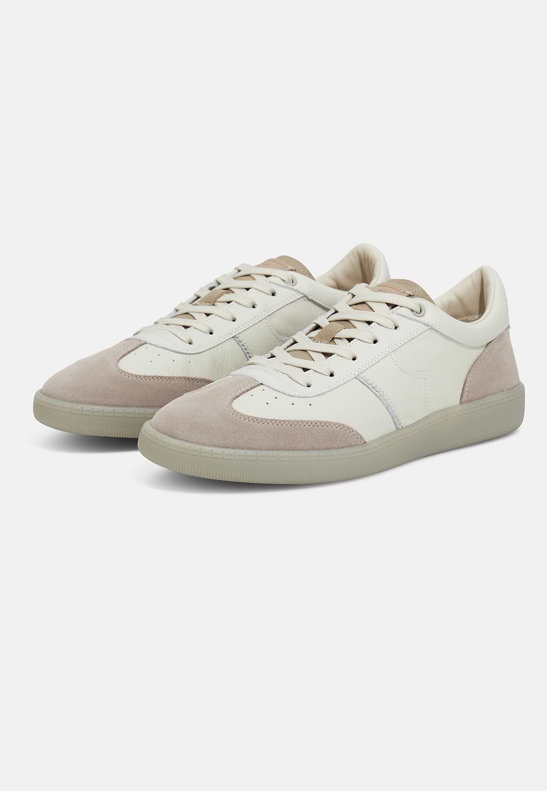 Sneakers In Pelle Bottalata, Crema, hi-res