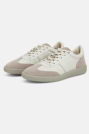 Sneakers In Pelle Bottalata, Crema, hi-res
