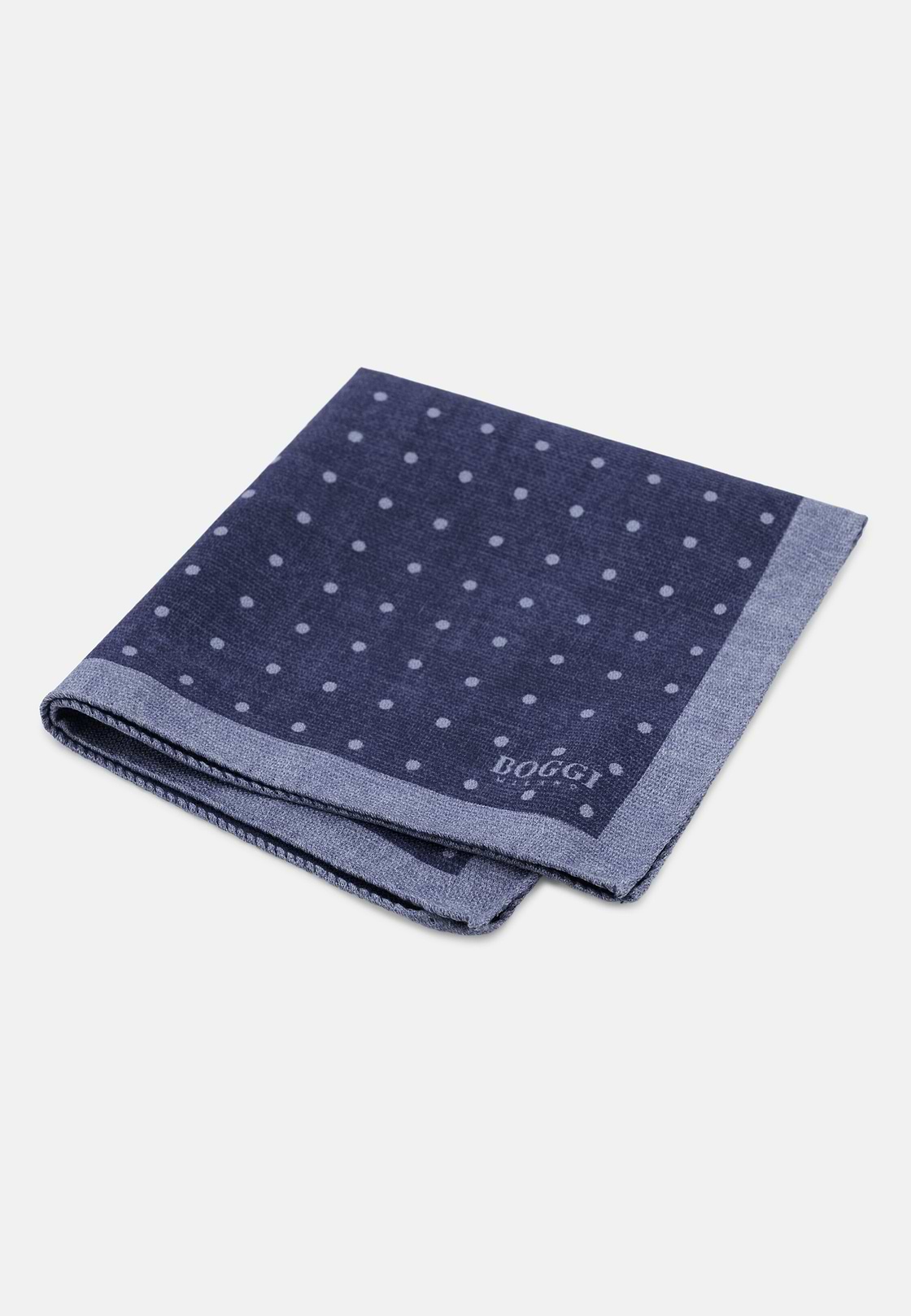 Pocket Square Double Print Polka Dot Silk, Blue, hi-res, 1