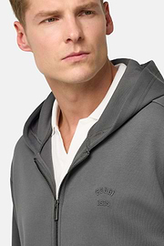 Cotton Blend Full-Zip Sweatshirt, Charcoal, hi-res