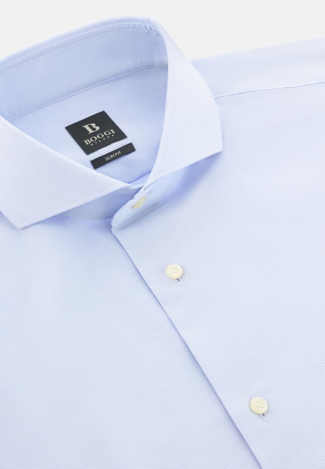 Camicia In Cotone Slim Fit, Azzurro, hi-res, 5