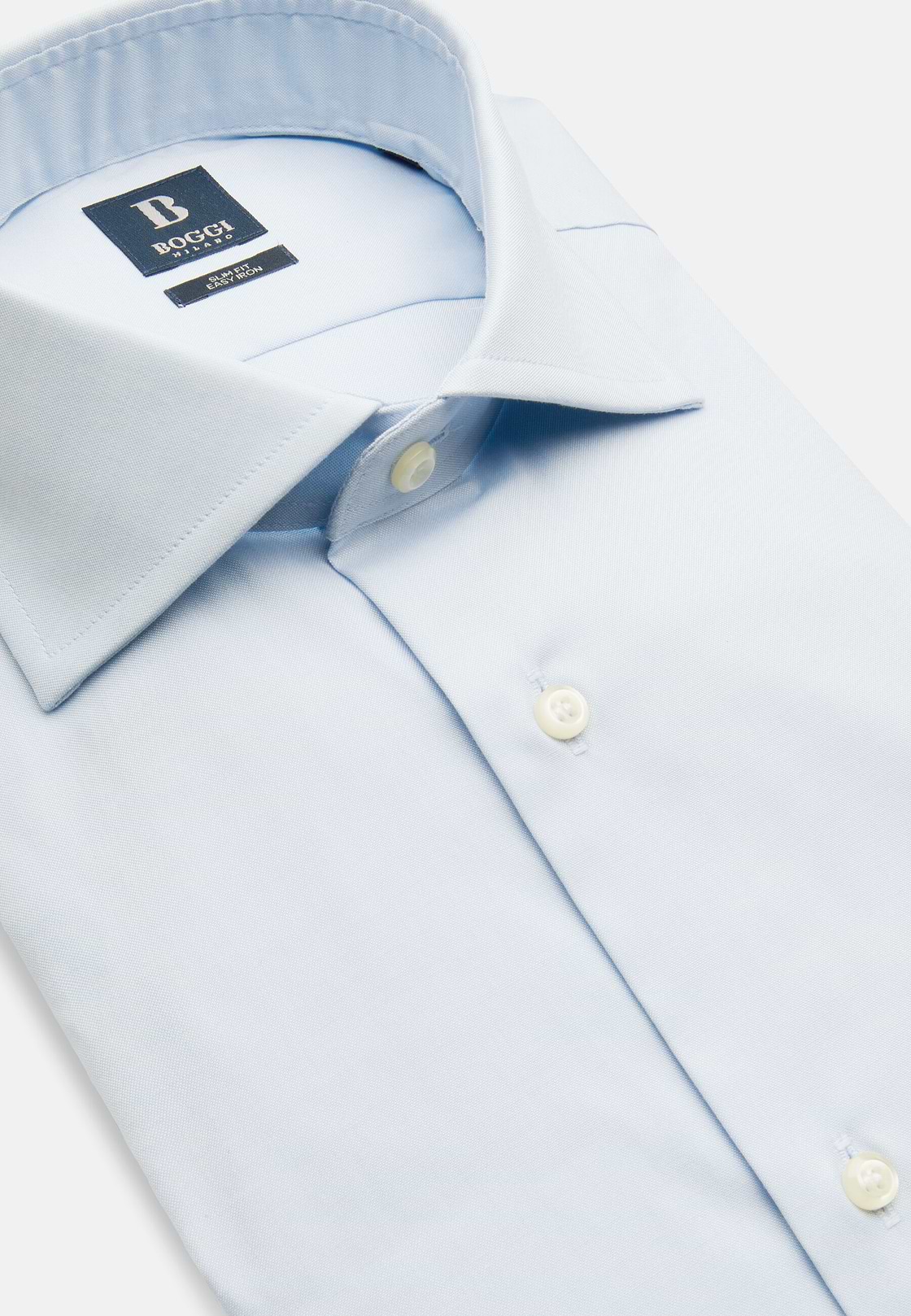 Blue Pin Point Cotton Slim Fit Shirt, Light blue, hi-res
