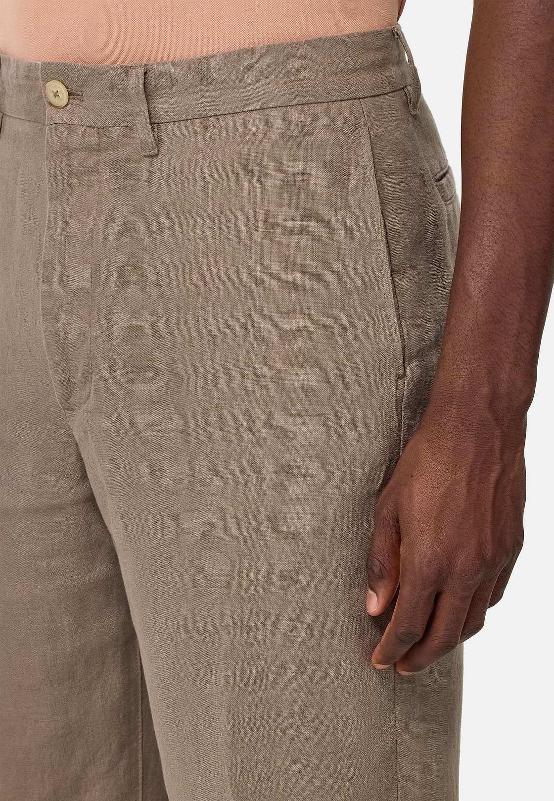 Pantalon En Lin, Taupe, hi-res
