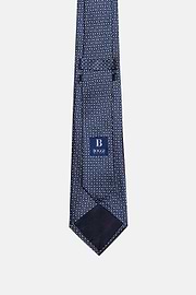 Printed Silk Ceremony Tie, Navy blue, hi-res