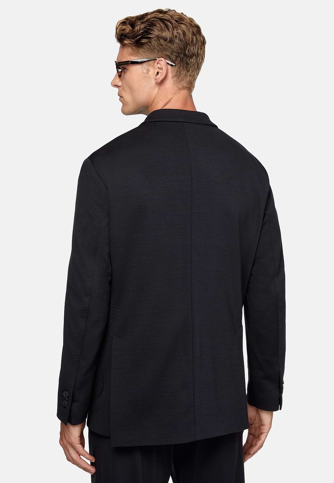 Black shirt blue coat store