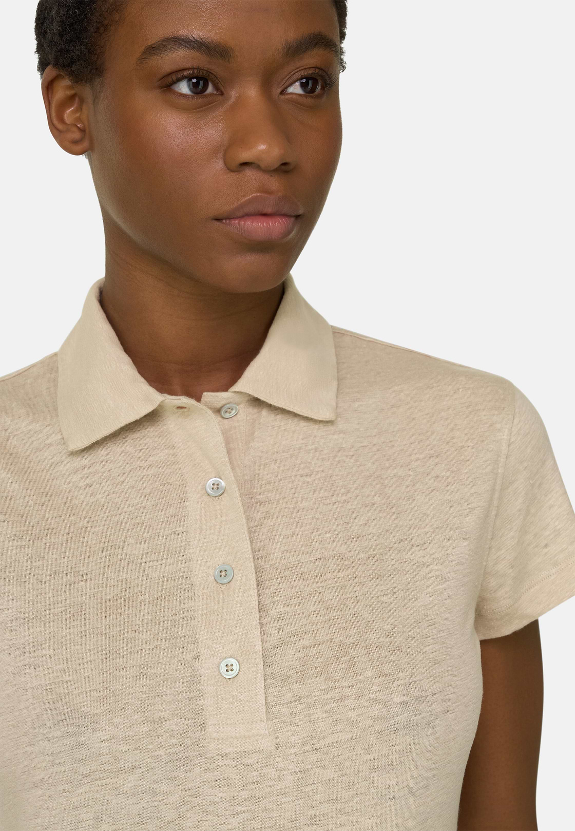Polo en lin extensible, Sable, hi-res, 4