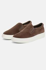 Suede Slip-Ons, Taupe, hi-res
