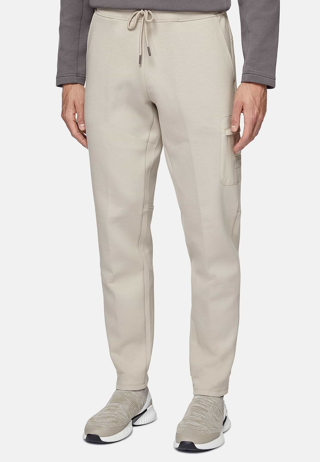 Lightweight Scuba Cotton Blend Trousers, Sand, hi-res