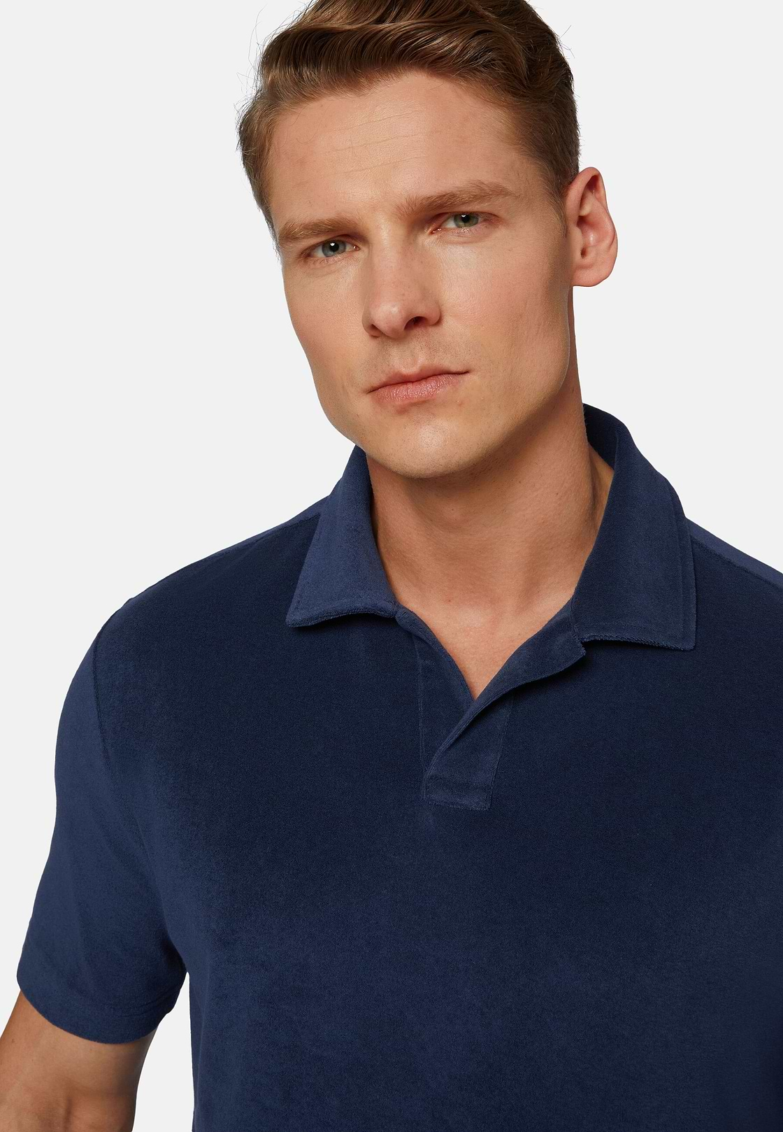 Cotton/Nylon Polo Shirt, Navy blue, hi-res