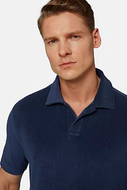 Cotton/Nylon Polo Shirt, Navy blue, hi-res