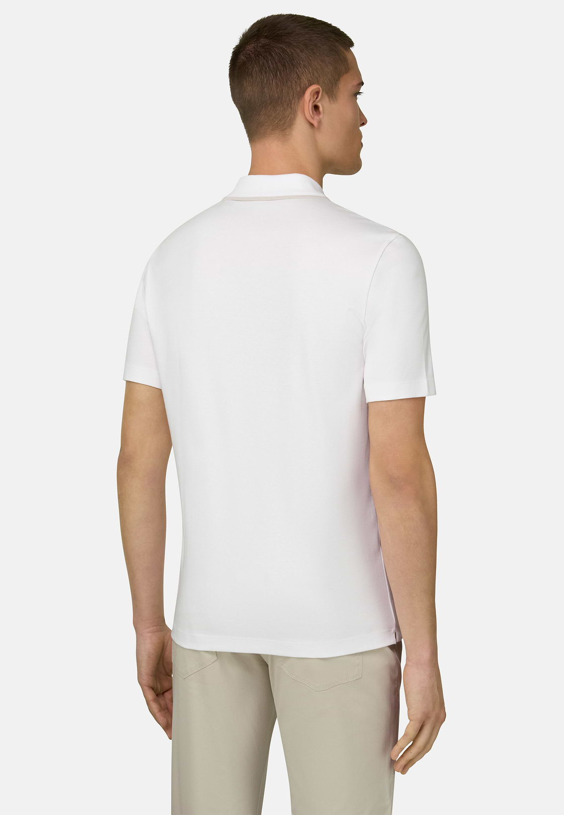 Pima Interlock Half Zip Polo, White, hi-res, 3