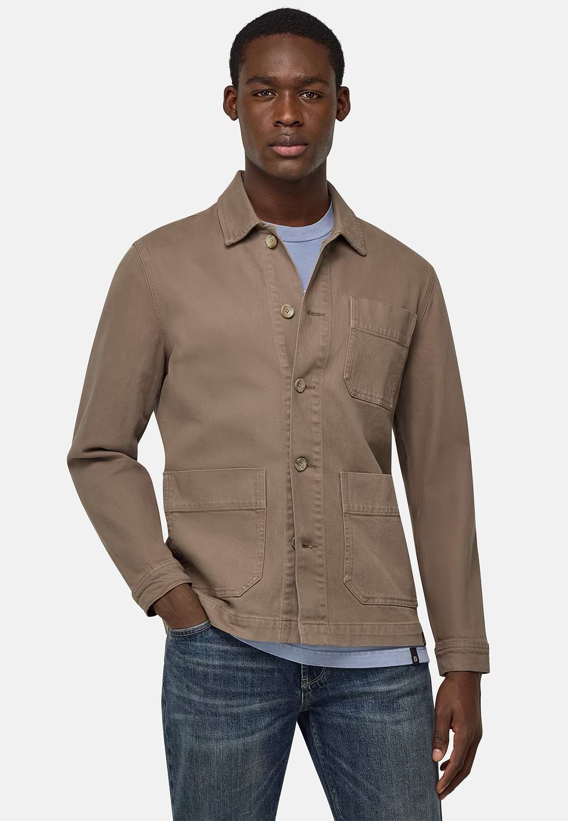 Veste Chemise Work En Coton, Taupe, hi-res