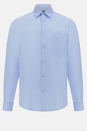 Camicia In Popeline Di Cotone A Righe Regular, Azzurro, hi-res