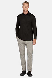 Tencel Wool Polo Shirt, Black, hi-res