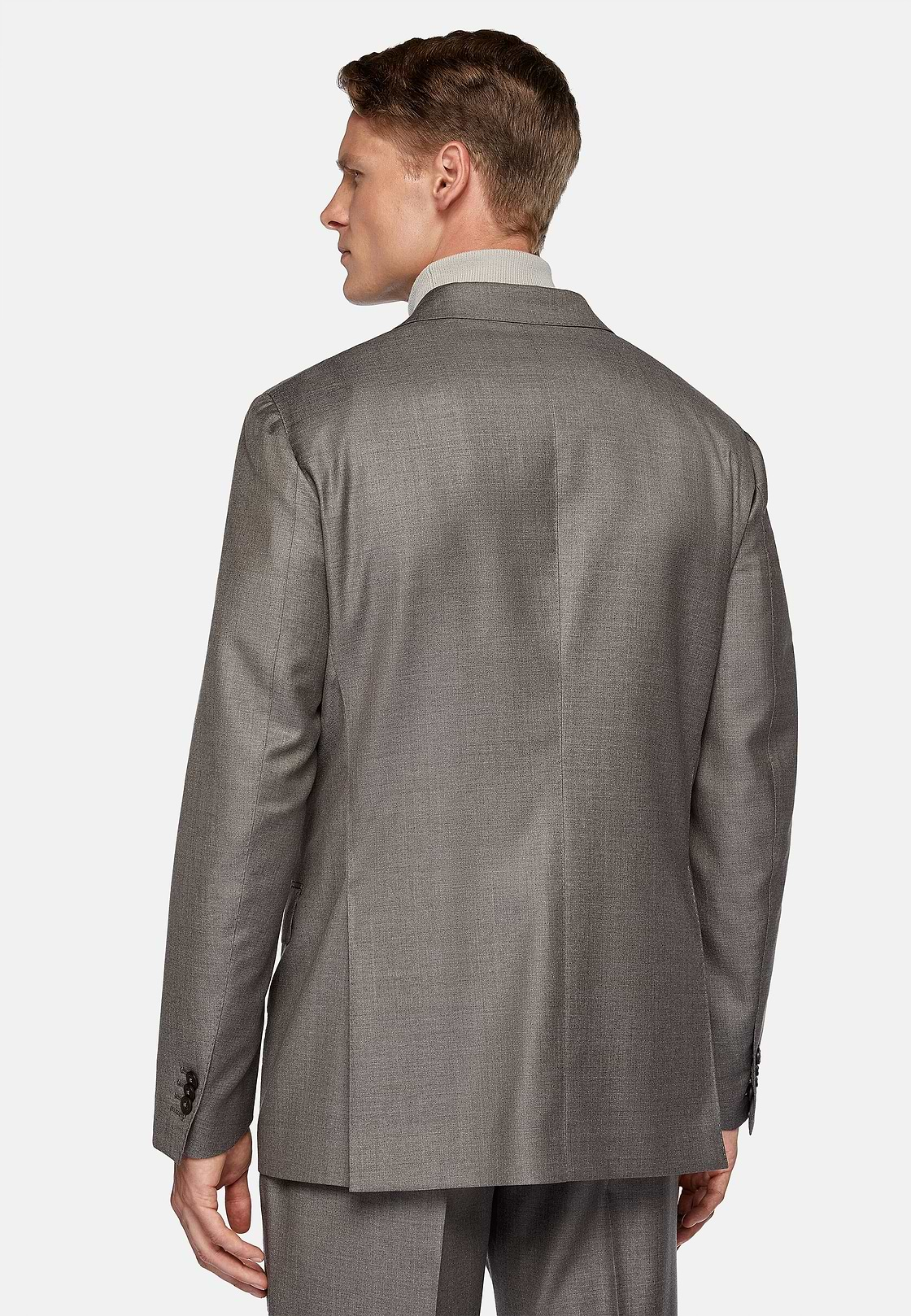 Double-Breasted Dove Grey Suit in Pure Wool, Taupe, hi-res