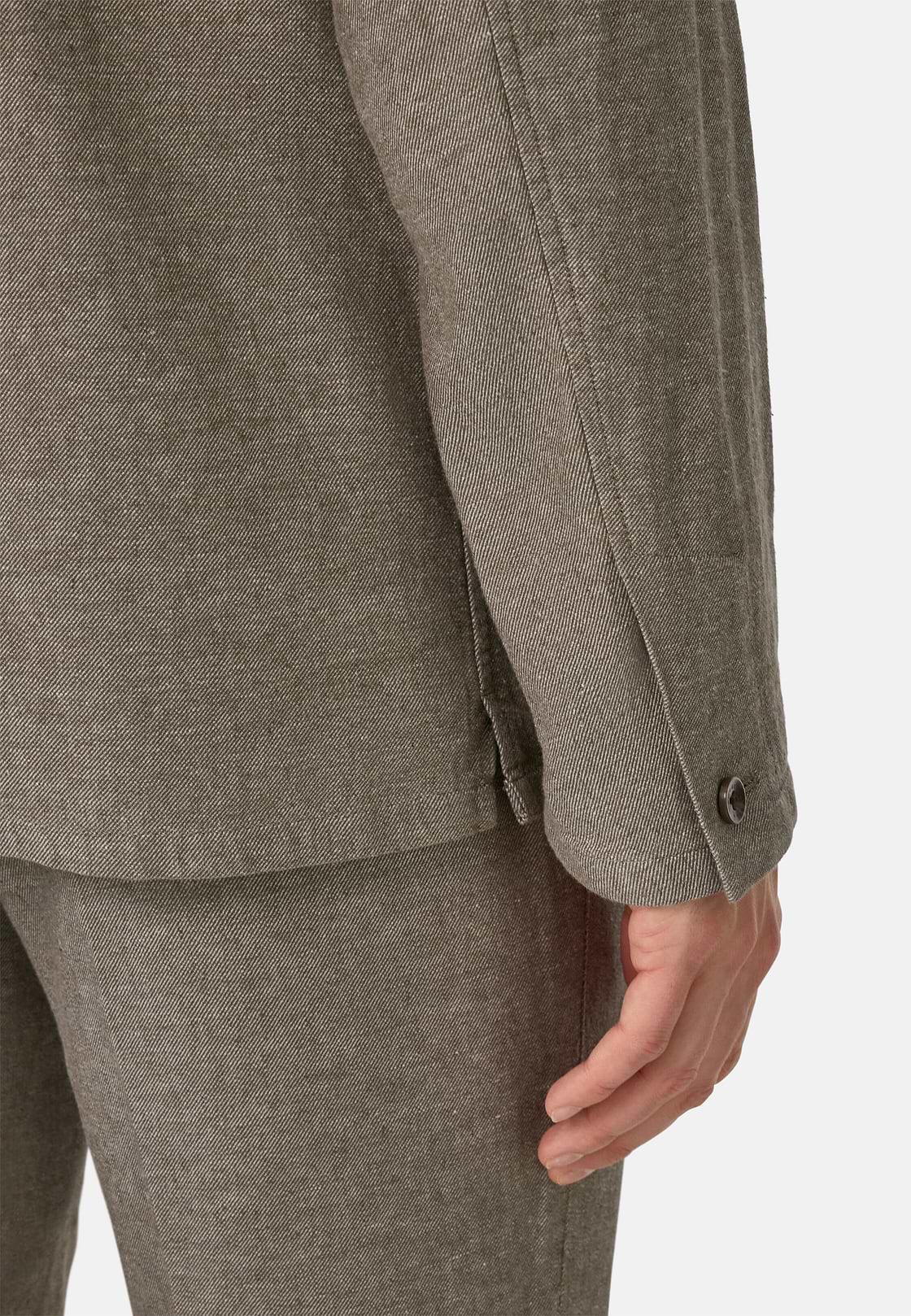 Giacca Camicia Sabbia Diagonale In Lino E Cotone, Taupe, hi-res