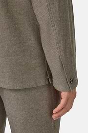 Giacca Camicia Sabbia Diagonale In Lino E Cotone, Taupe, hi-res