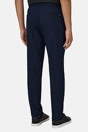 Spodnie City z elastycznej wełny seersucker, Navy blue, thumb, 3