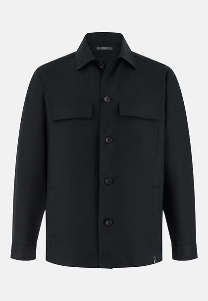 Hemdjacke Link aus reinem Leinen, Schwarz, hi-res