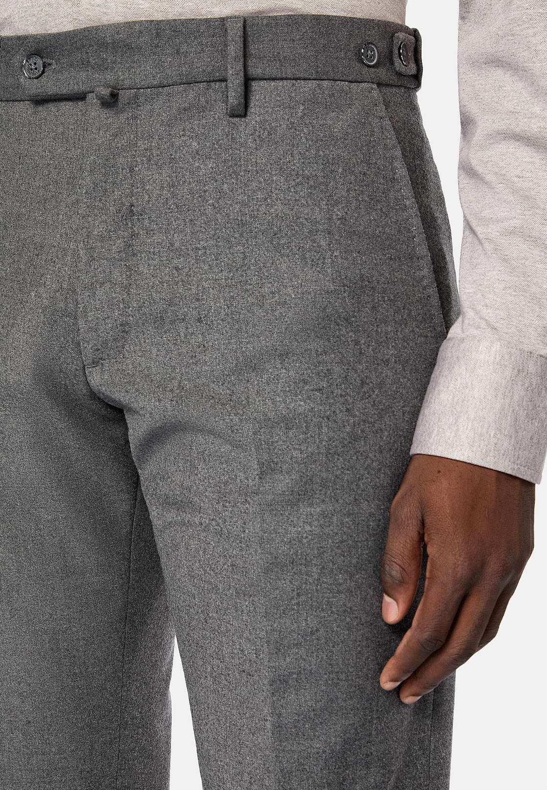 Trousers in Stretch Flannel, Grey, hi-res