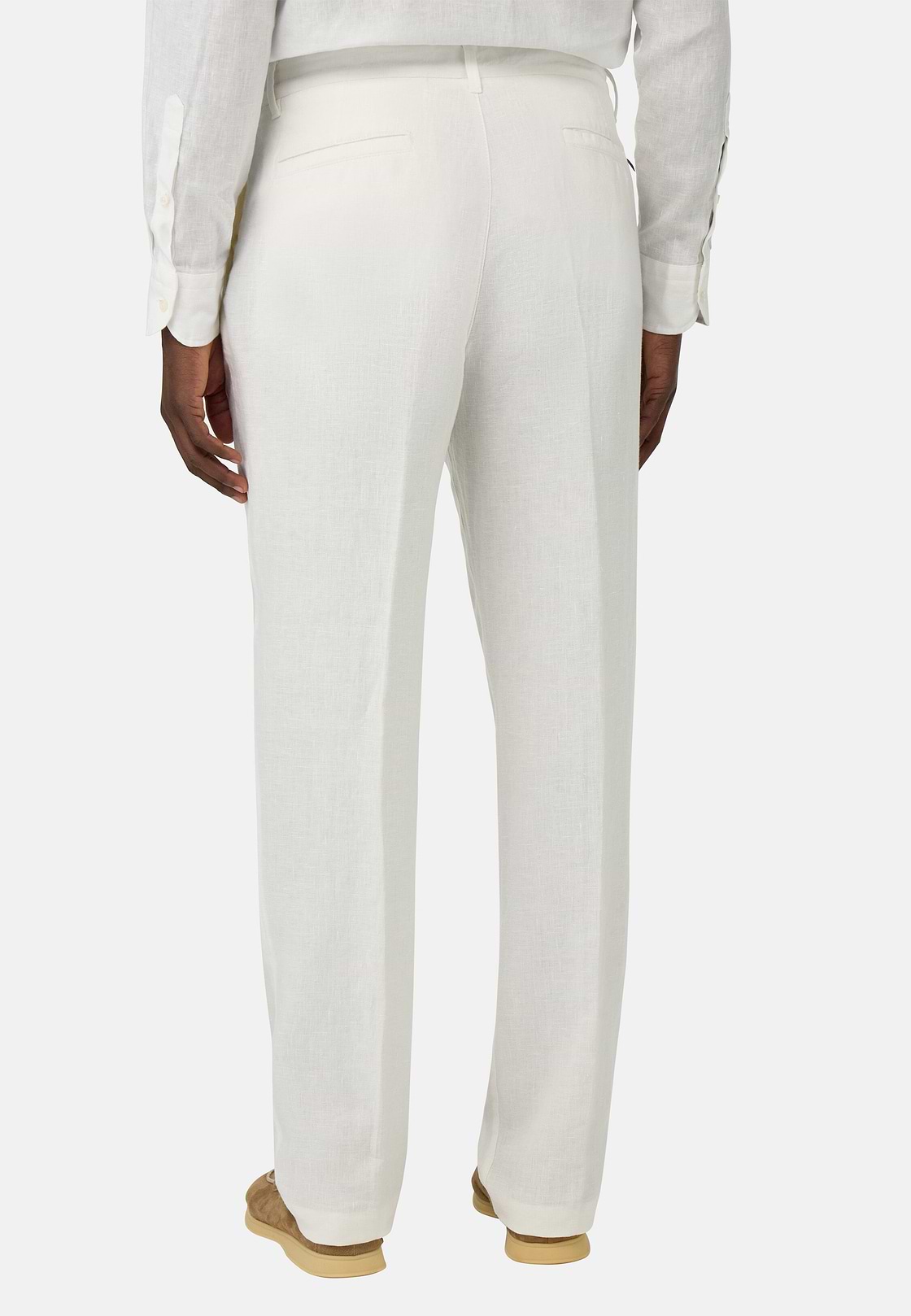 Pantalon En Lin, Blanc, hi-res