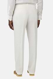 Pantalon En Lin, Blanc, hi-res