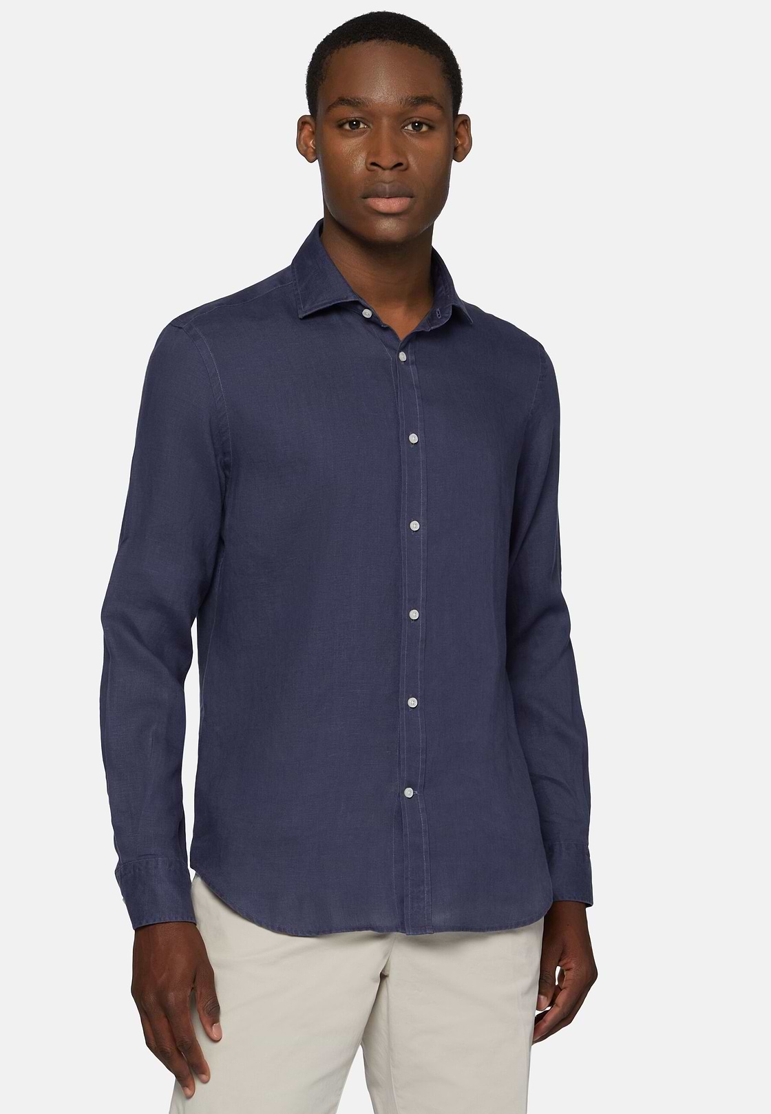 Regular Fit Blue Linen Shirt, Blue, hi-res
