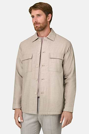 Camicia Over Imbottita in Cotone Tencel, Sabbia, thumb, 1