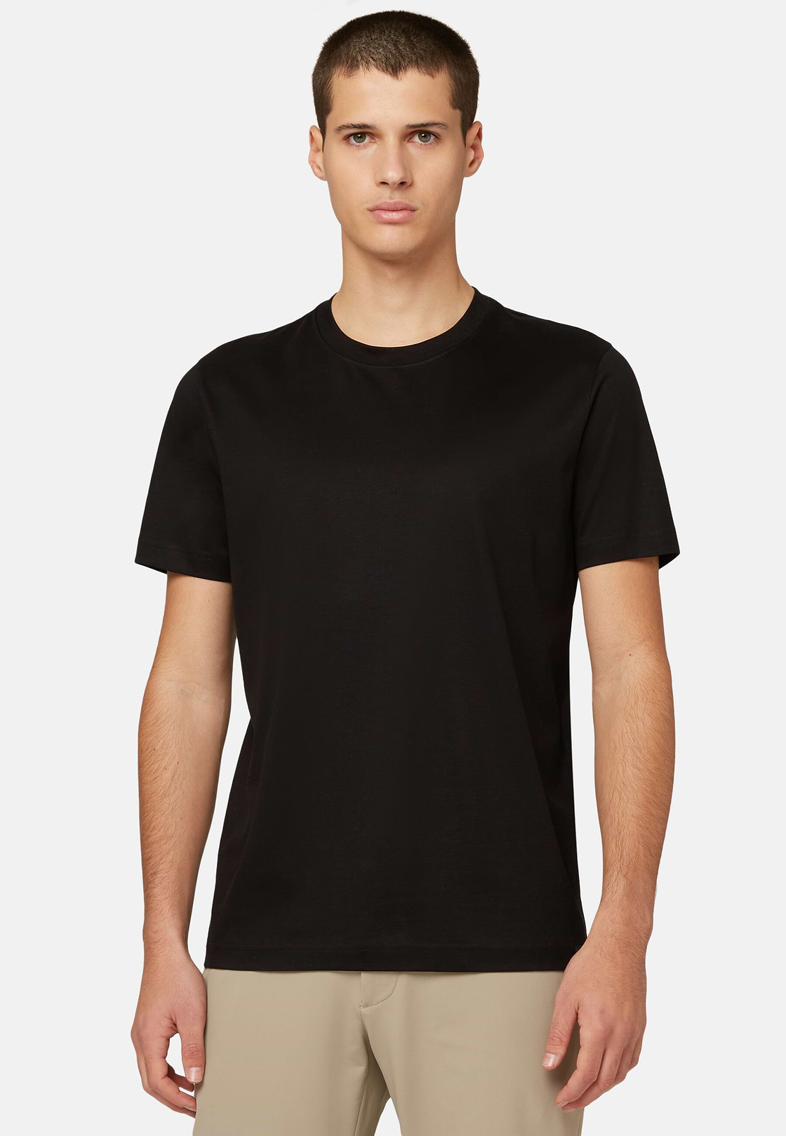 Camiseta De Punto De Algodón Pima, Negro, hi-res