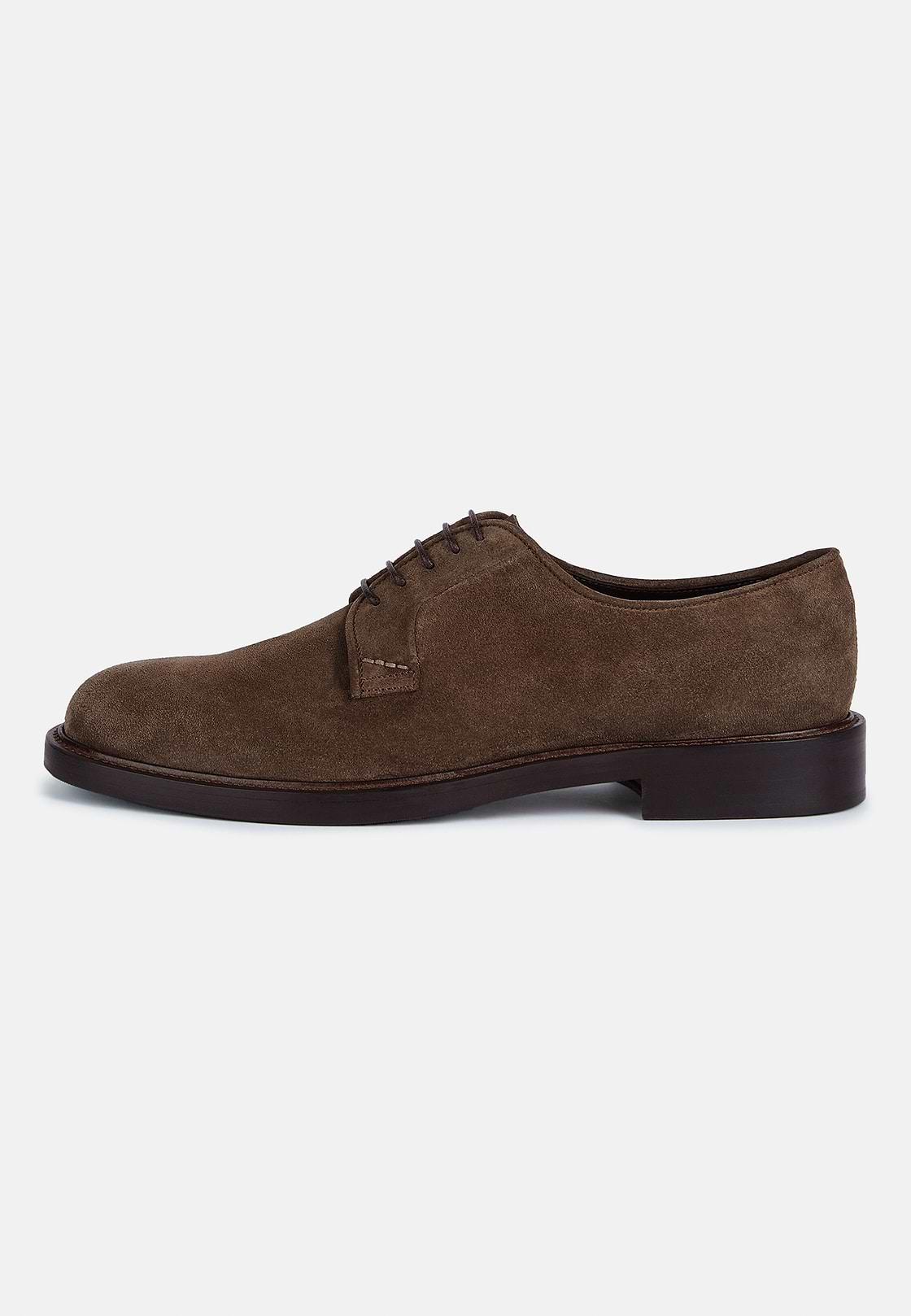 Suede Leather Derby Style Shoes, Brown, hi-res