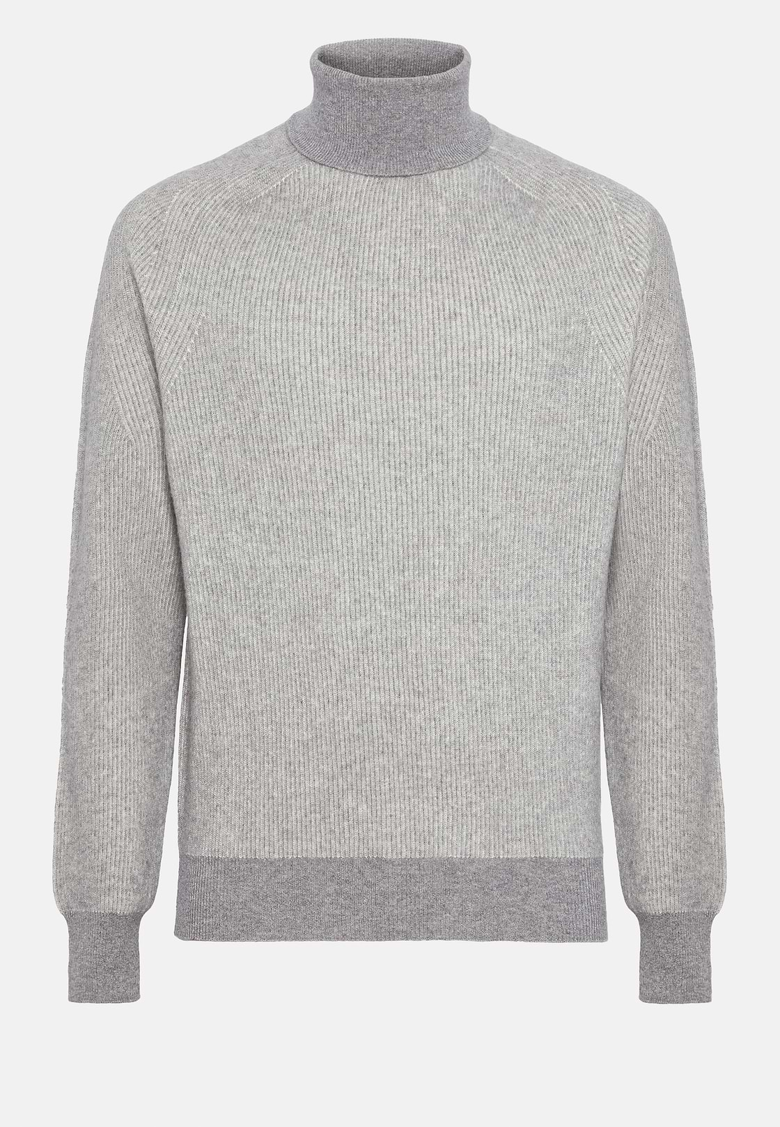 Grey Merino Wool Polo Neck Jumper, Grey, hi-res