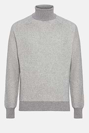 Grauer Rollkragenpullover Aus Merinowolle, Grau, hi-res