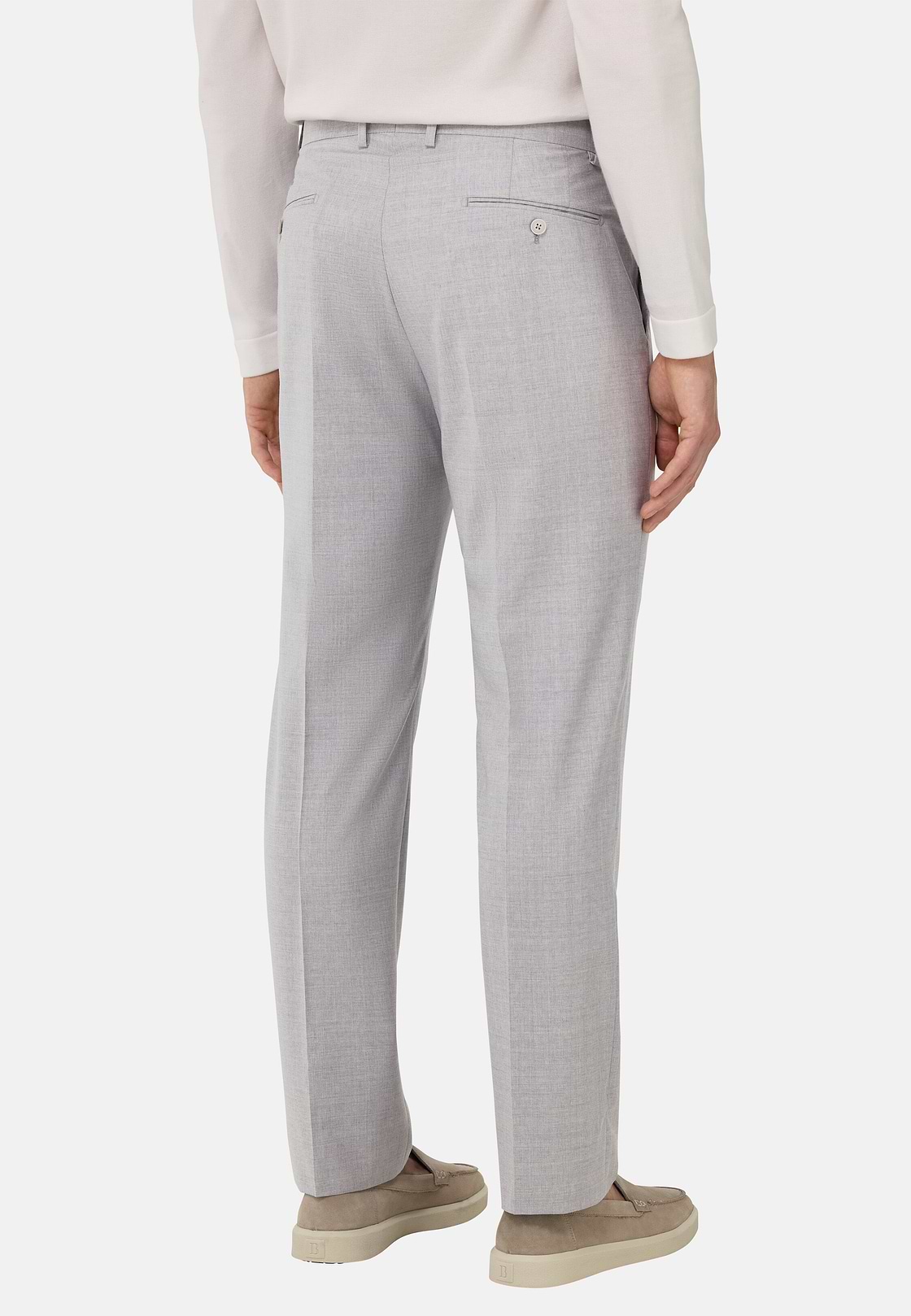 B Aria Pure Wool Trousers, Light grey, hi-res