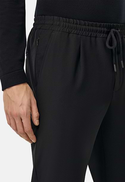 City Trousers in Pure Travel Wool, Black, hi-res