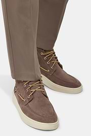 Hohe Bootsschuhe Aus Veloursleder, Taupe, hi-res