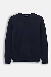 Crew Neck Jumper in Wool Blend, Navy blue, thumb, 5