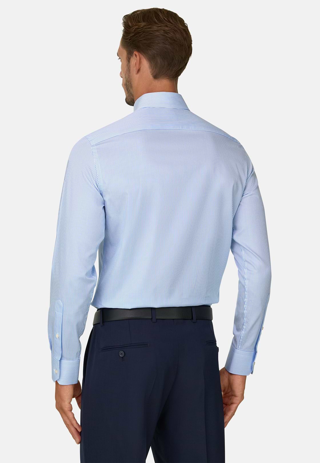 Overhemd Gestreept Twill Katoen Slim Fit, Light Blue, hi-res, 6