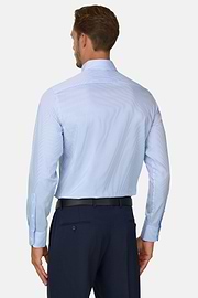 Overhemd Gestreept Twill Katoen Slim Fit, Light Blue, thumb, 6