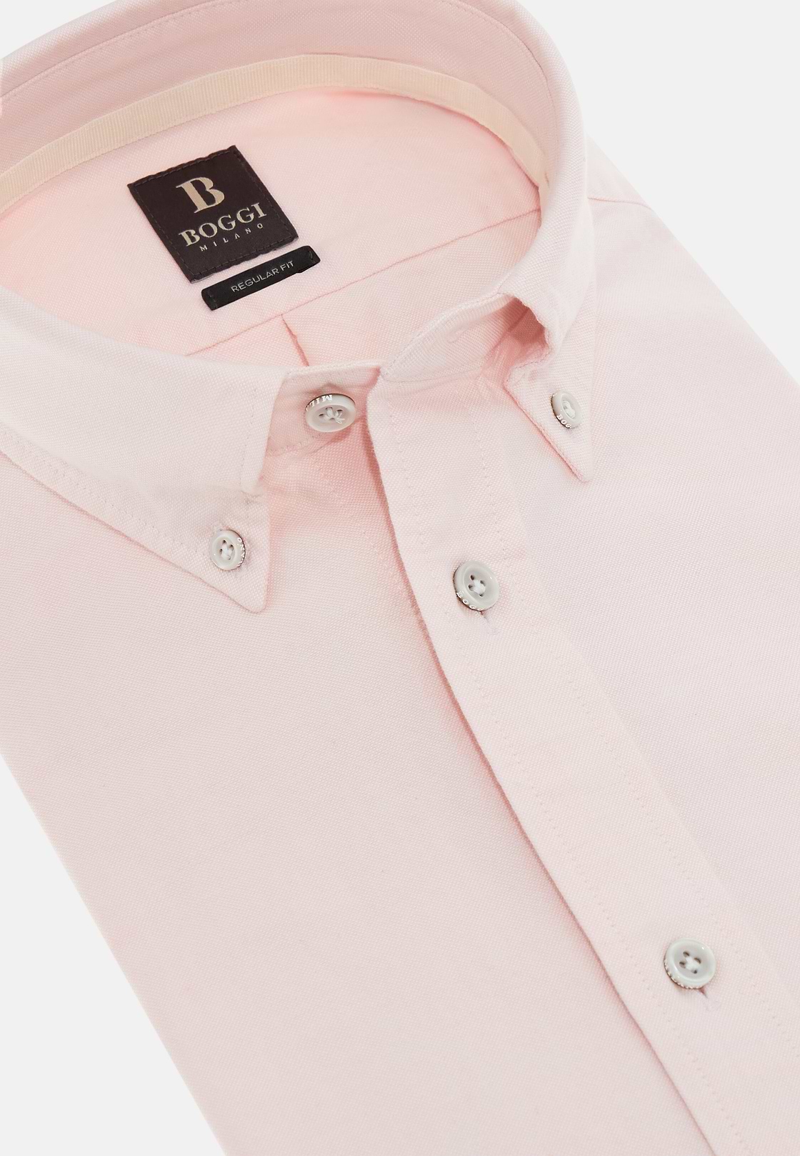 Camisa Oxford de algodón corte regular, Rosado, hi-res