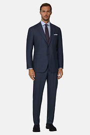 Suit Herringbone in Wool Flannel, Blue, thumb, 2