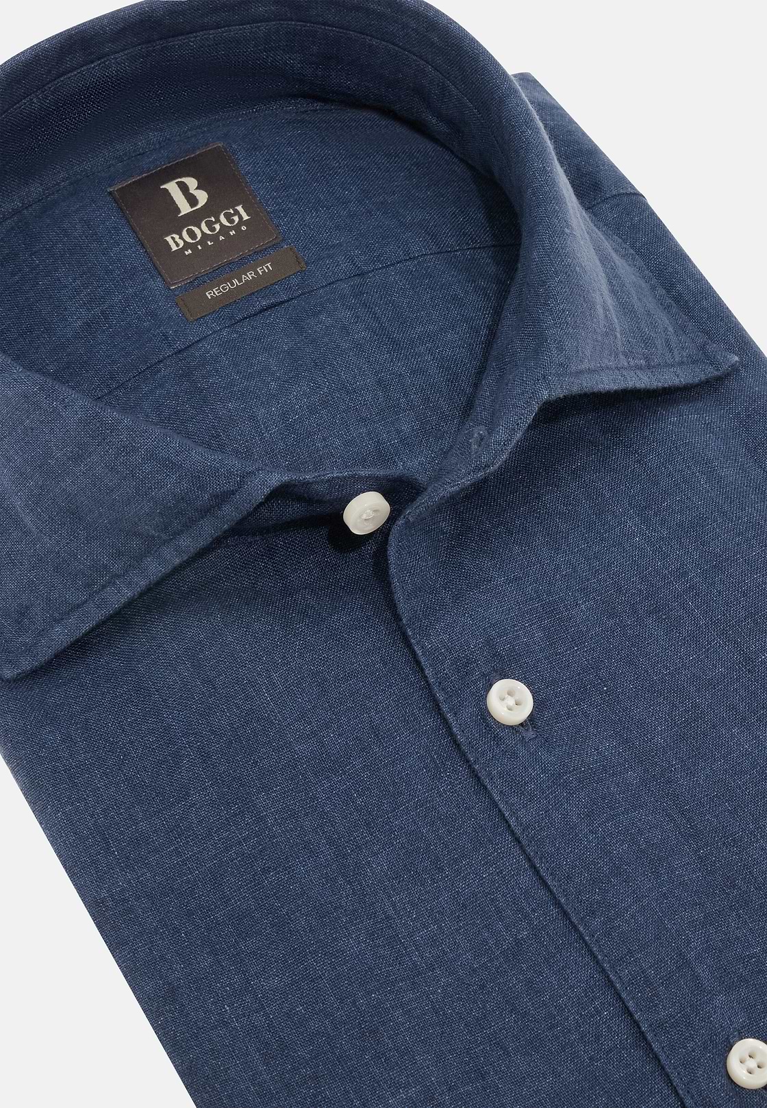 Regular Fit Linen Shirt, Navy blue, hi-res