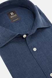 Regular Fit Linen Shirt, Navy blue, hi-res