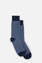 Short Socks Oxford Pattern Cotton Blend, Navy blue, thumb, 2