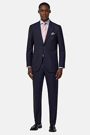 Fine Pinstripe Pure Wool Suit, Navy blue, hi-res