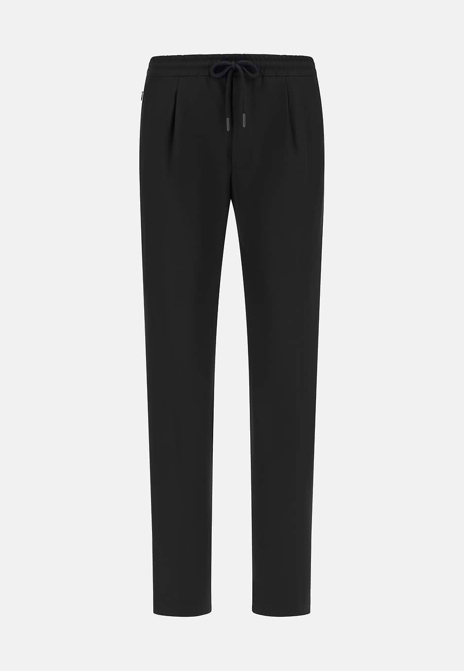 City Trousers in Pure Travel Wool, Black, hi-res